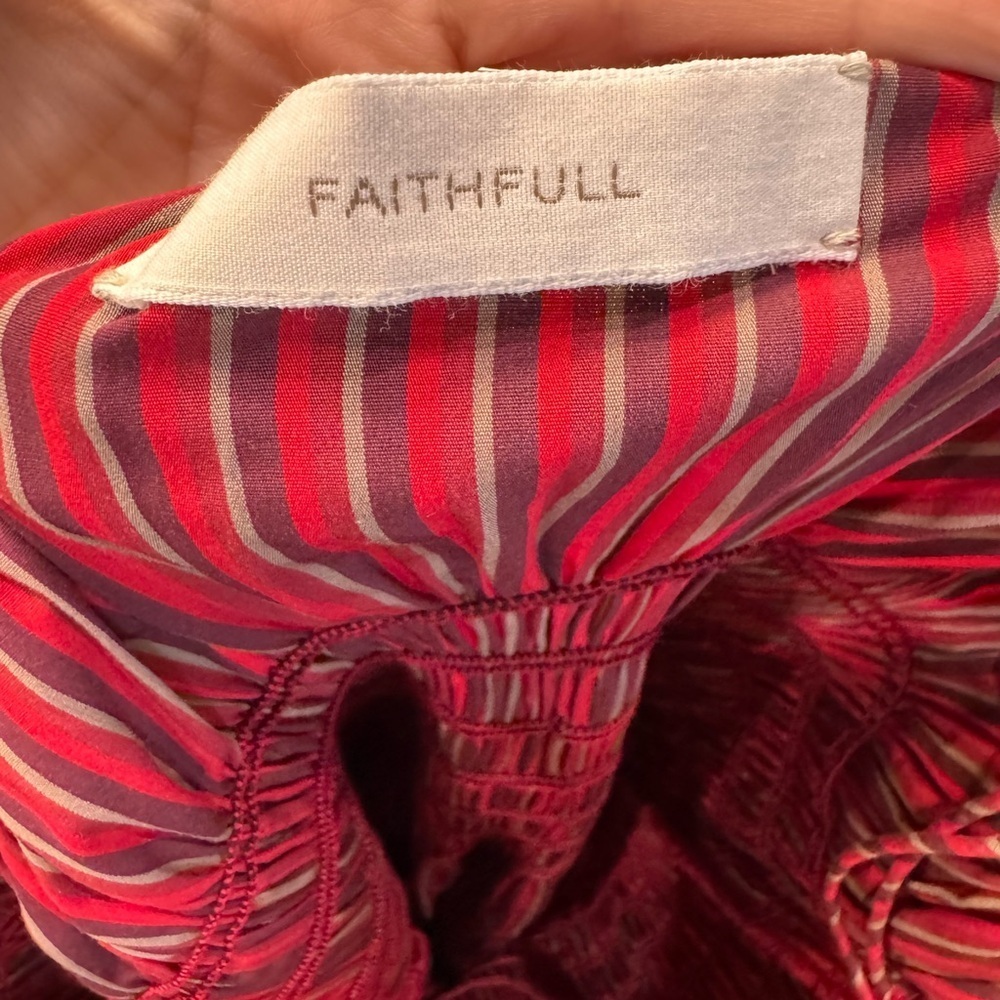 FAITHFULL THE BRAND REVOLVE Aya String Midi Dress in Wine Stripe NWT - Picture 6 of 7